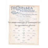 CHELSEA Single sheet home programme v Fulham London Professional Charity Fund 26/9/1923. Ex Bound