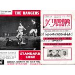 STANDARD LIEGE V RANGERS 1963 Two programmes for both legs of the European Cup tie, at Liege on 7/