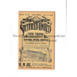 SHEFFIELD UNITED V MIDDLESBROUGH 1909 Programme for the League match at United 10/4/1909, ex-binder.