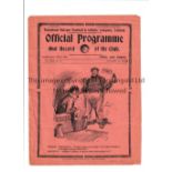 TOTTENHAM HOTSPUR Home League programme v Grimsby Town 20/10/1928. Tape on the inside of the spine