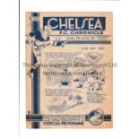 CHELSEA V MANCHESTER UNITED 1939 Programme for the League match at Chelsea 28/1/1939, slight