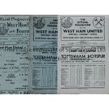 WEST HAM UNITED V TOTTENHAM HOTSPUR Three programme for League matches at West Ham 10/2/1945, folded