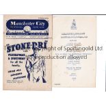 MANCHESTER CITY v RIVER PLATE 1952 Programme and Player's Dinner Menu at the Queen's Hotel,