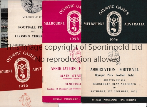 1956 OLYMPICS FOOTBALL / MELBOURNE Four programmes; Quarter-Finals, Semi-Finals, scores entered, 3/4