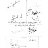 CRICKET AUTOGRAPHS Nine white cards signed by Hanif Mohammed, Bishan Bedi, Adam Gilchrist, Ted