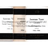 SWANSEA TOWN Three handbooks for 1953/4, 1954/5 slight vertical crease and 1955/6