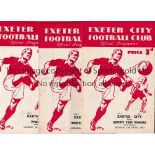 EXETER CITY Four home programmes in season 1952/3 v QPR, staples removed, Northampton, slightly