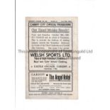 CARDIFF CITY RESERVES V ARSENAL RESERVES 1946 Programme for the Football Combination match at