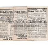 FULHAM Five home programmes in season 1946/7 v Luton, Barnsley, Sheff. Weds., Coventry and