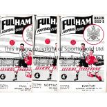 FULHAM Forty two home programmes: 5 X 1952/3, 5 X 1953/4, Hull has the score on the cover, 18 X