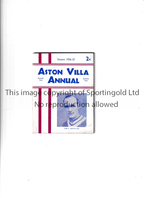 ASTON VILLA Handbook for season 1936/7, writing inside. Generally good