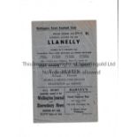 WELLINGTON TOWN V LLANELLY 1948 Programme for the Welsh Cup tie at Wellington 17/1/1948, very