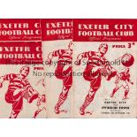 EXETER CITY Four home programmes in season 1948/9 v Swindon, staple removed, Port Vale, Walsall,