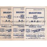 BRADFORD PARK AVENUE Fourteen home programmes 1955/6 season v Scunthorpe, Barrow, Chesterfield,