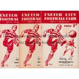 EXETER CITY Four home programmes in season 1948/9 v Bournemouth, Newport, team change and Bristol