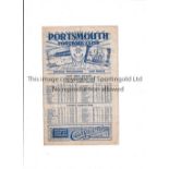 PORTSMOUTH Programme for the home FL South match v Brentford 22/4/1946, folded and slightly worn.