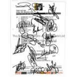 1999 CHAMPIONS LEAGUE FINAL / MANCHESTER UNITED AUTOGRAPHS A copy of the official team sheet for the