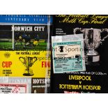 FOOTBALL MISCELLANY Two programmes with tickets for 1973 Tottenham v Norwich and 1982 League Cup