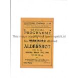 BRENTFORD Programme for the home League match v Aldershot 21/3/1942. Very good