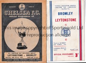 F.A. AMATEUR CUP SEMI-FINALS 1949 Programmes for both matches, Bromley v Leytonstone at Arsenal