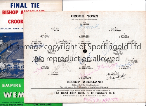 1954 F.A. AMATEUR CUP FINALS Two programme for Bishop Auckland v Crook Town at Wembley and Replay at