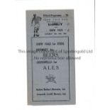 EBBW VALE V LLANELLY 1951 Programme for the League match at Ebbw Vale v Llanelly 29/12/1951, very