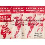 EXETER CITY Four home programmes in season 1948/9 v Norwich, folded, staple removed and 2 small