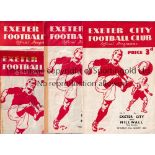 EXETER CITY Four home programmes in season 1950/1 v Millwall, staples removed, Bristol City, staples