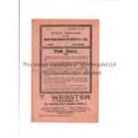 WEST HAM UNITED V MILLWALL 1917 Programme for the First team London Football Combination match at