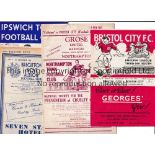 EXETER CITY Four away programmes in season 1951/2 v Bristol City, small writing on the cover and