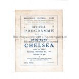 CHELSEA Programme for the away London War League match v Brentford 1/11/1941, slight horizontal