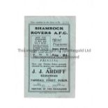 SHAMROCK ROVERS Programme for the home League match v Limerick 10/3/1940, slightly creased.