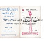 ARSENAL Two programmes for away Friendlies v Home Farm 9/12/1959 and Bohemians 7/3/1962. Good