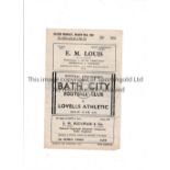 BATH CITY V LOVELLS 1948 Programme for the match at Bath on 29/3/48. Good