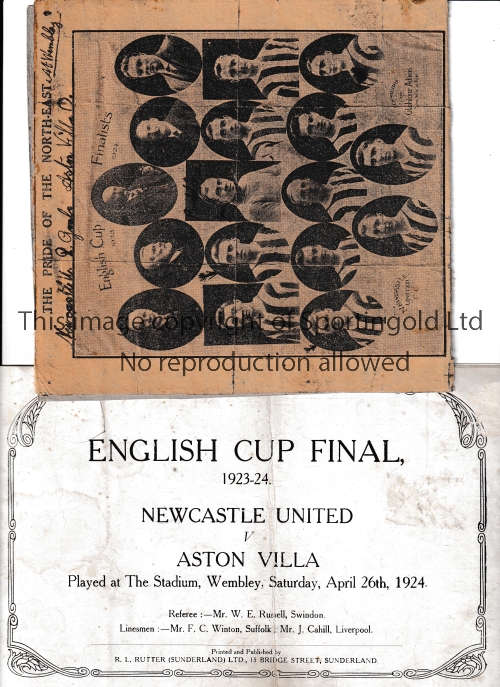 1924 FA CUP FINAL / NEWCASTLE UNITED V ASTON VILLA Magazine issued by Rutter of Sunderland lacking