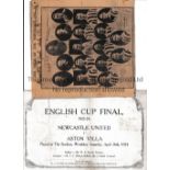 1924 FA CUP FINAL / NEWCASTLE UNITED V ASTON VILLA Magazine issued by Rutter of Sunderland lacking
