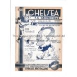 CHELSEA Programme for the home League match v Derby County 31/10/1936, ex-binder. Generally good