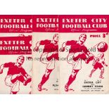 EXETER CITY Four home programmes in season 1950/1 v Grimsby FA Cup, Plymouth, Port Vale, staples