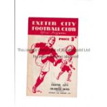 COLCHESTER UNITED 1950/1 Programme for the away League match v Exeter City 24/2/1951 in their