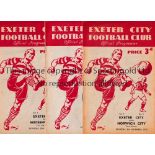 EXETER CITY Three home programmes in season 1947/8 v Norwich, Watford and Northampton FA Cup, all