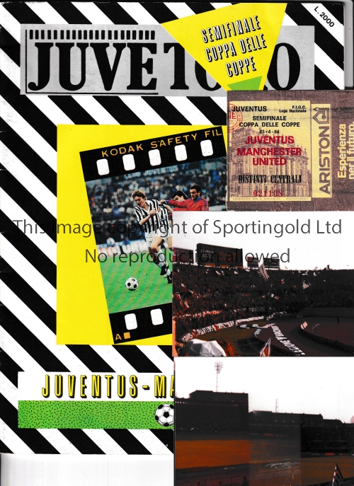 JUVENTUS V MANCHESTER UNITED 1984 Ticket, A4 colour programme plus smaller black and white programme