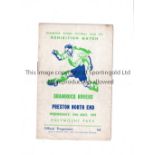 SHAMROCK ROVERS V PRESTON NORTH END 1959 Programme for the Friendly at Dalymount Park 13/5/1959,