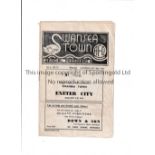 SWANSEA TOWN V EXETER CITY 1948 Programme for the League match at Swansea 30/10/1948, slight