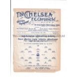 NEUTRAL AT CHELSEA FC Single sheet programme for the Army Cup match 16/11/1909, 2nd Battalion