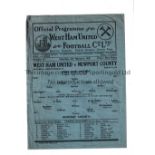 WEST HAM UNITED V NEWPORT COUNTY 1947 Single sheet programme for the League match at West Ham 8/2/