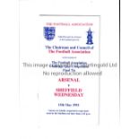 1993 FA CUP FINAL Menu / Table Plan for the Luncheon given by the F.A. at Wembley 15/5/1993 for