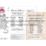WEST HAM UNITED V SWINDON TOWN Twelve programmes for Football Combination matches at West Ham 67/