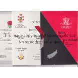 WALES RUGBY A miscellany of 8 Menus including v New Zealand All Blacks 2/12/1972, itineraries and
