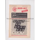 1970 AJAX V ARSENAL FAIRS CUP Programme for the Fairs Cup seme final in Holland on 15/4/1970,