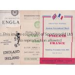 ENGLAND SCHOOLS Programmes for games against 1953 France at Luton, 1955 Eire at Luton, Ireland Youth